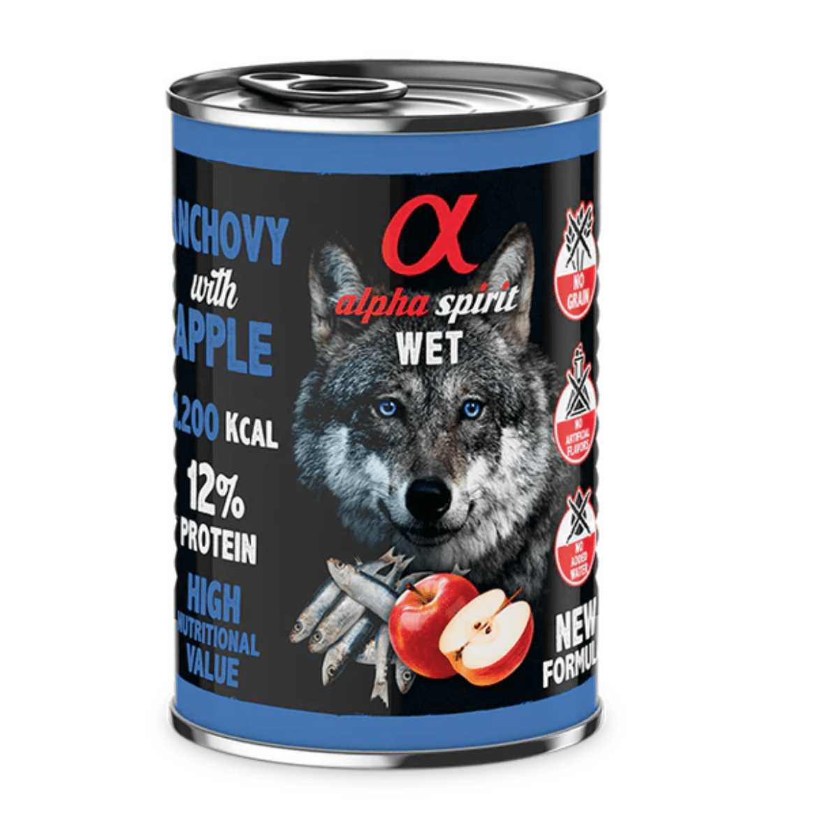 Alpha Spirit WET Dog Boquerón con manzana1